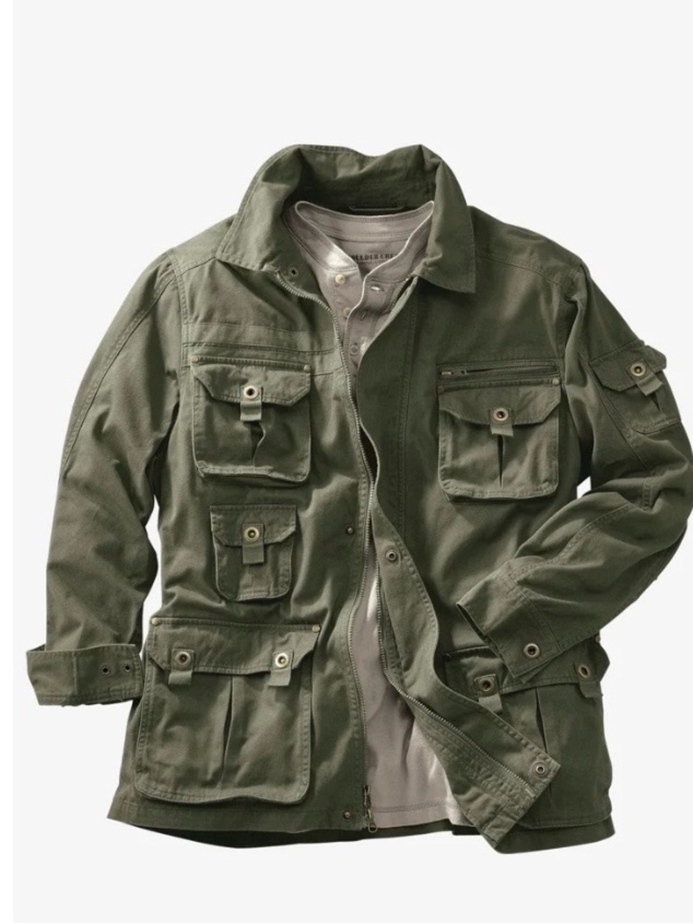 Boulder Creek Olive Military Field Jacket with Utility Pockets